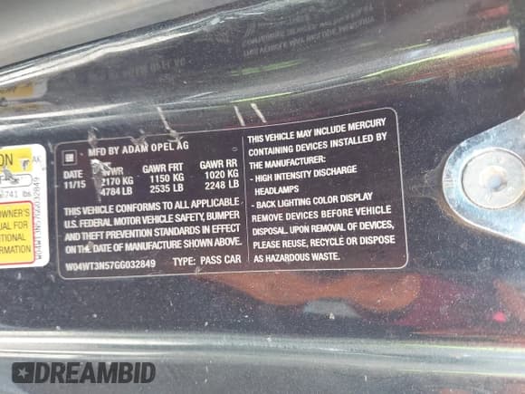 ✅ 2016 Buick Cascada Premium • VIN: W04WT3N57GG032849 • Лот: 43730298. Опубликован ранее на IAAI с пробегом Не указан. Бесплатный доступ к архиву аукционных продаж из США и подробный отчёт об истории автомобиля на DreamBid. Изображение 9.