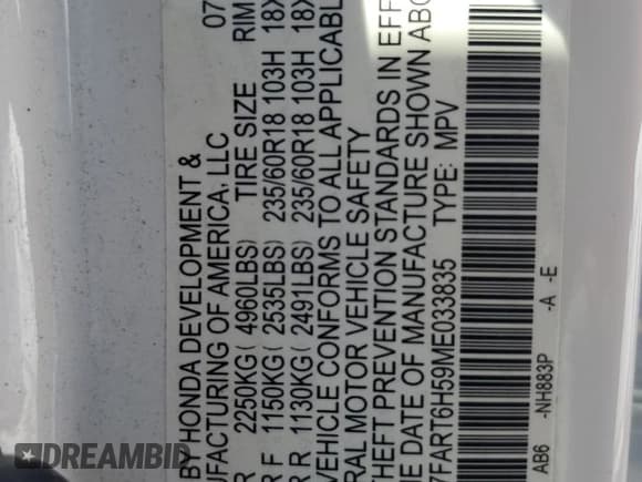 ✅ 2021 Honda CR-V EX • VIN: 7FART6H59ME033835 • Lot: 84227485. Listed on Copart with 40,900 mi. Free auction sales archive from the USA and detailed vehicle history report at DreamBid. Image 12.