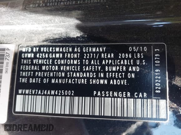 ✅ 2010 Volkswagen Golf GTI • VIN: WVWEV7AJ4AW425002 • Lot: 42519722. Listed on IAAI with 164,685 mi. Free auction sales archive from the USA and detailed vehicle history report at DreamBid. Image 9.