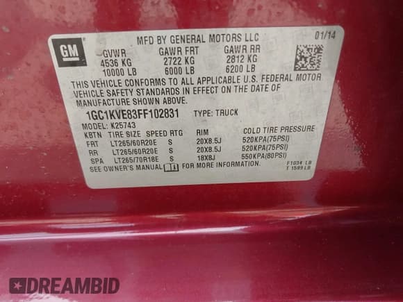 ✅ 2015 Chevrolet Silverado 2500HD LT • VIN: 1GC1KVE83FF102831 • Lot: 42411608. Listed on IAAI with 140,538 mi. Free auction sales archive from the USA and detailed vehicle history report at DreamBid. Image 9.