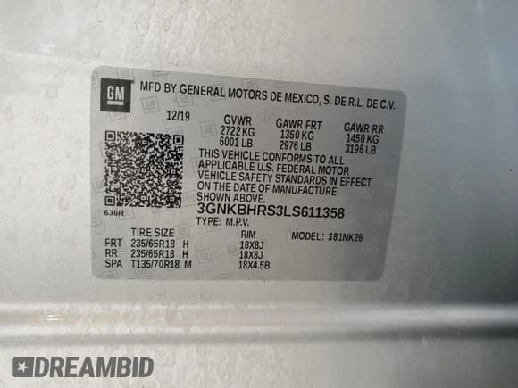 ✅ 2020 Chevrolet Blazer LT • VIN: 3GNKBHRS3LS611358 • Lot: 59020965. Listed on Copart with 36,943 mi. Free auction sales archive from the USA and detailed vehicle history report at DreamBid. Image 13.