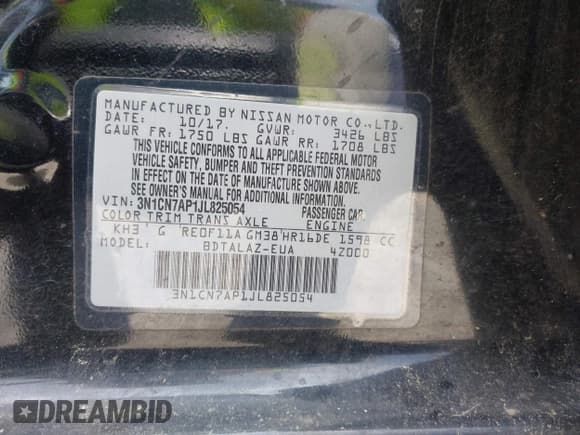 ✅ 2018 Nissan Versa SV • VIN: 3N1CN7AP1JL825054 • Лот: 42279359. Опубликован ранее на IAAI с пробегом 99 687 миль. Бесплатный доступ к архиву аукционных продаж из США и подробный отчёт об истории автомобиля на DreamBid. Изображение 9.