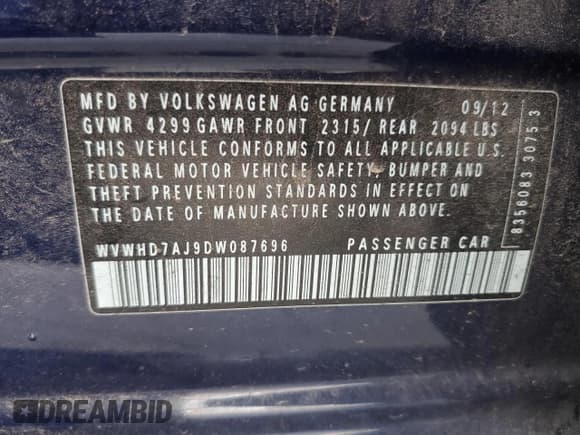 ✅ 2013 Volkswagen Golf GTI • VIN: WVWHD7AJ9DW087696 • Lot: 89800895. Listed on Copart with 125,247 mi. Free auction sales archive from the USA and detailed vehicle history report at DreamBid. Image 13.