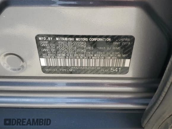 ✅ 2019 Mitsubishi Outlander ES • VIN: JA4AZ3A30KZ046196 • Лот: 81415455. Опубликован ранее на Copart с пробегом 124 690 миль. Бесплатный доступ к архиву аукционных продаж из США и подробный отчёт об истории автомобиля на DreamBid. Изображение 13.