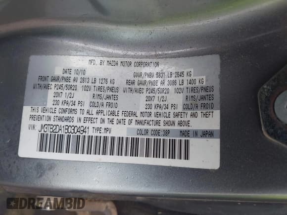 ✅ 2011 Mazda CX-9 Grand Touring • VIN: JM3TB2DA1B0304941 • Лот: 42239565. Опубликован ранее на IAAI с пробегом 157 324 миль. Бесплатный доступ к архиву аукционных продаж из США и подробный отчёт об истории автомобиля на DreamBid. Изображение 9.