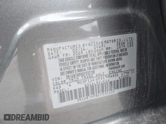 ✅ 2016 Nissan Sentra SR • VIN: 3N1AB7AP8GY232108 • Лот: 42742237. Опубликован ранее на IAAI с пробегом 90 613 миль. Бесплатный доступ к архиву аукционных продаж из США и подробный отчёт об истории автомобиля на DreamBid. Изображение 9.