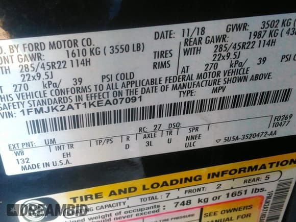 ✅ 2019 Ford Expedition Max Limited • VIN: 1FMJK2AT1KEA07091 • Lot: 43429920. Wystawiony na IAAI z przebiegiem 110 923 mil. Bezpłatny archiwum sprzedaży aukcyjnych z USA i szczegółowy raport historii pojazdu na DreamBid. Zdjęcie 9.