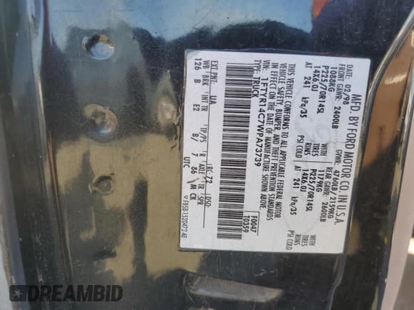 ✅ 1998 Ford Ranger XL • VIN: 1FTYR14C7WPA73739 • Lot: 88360125. Listed on Copart with 130,494 mi. Free auction sales archive from the USA and detailed vehicle history report at DreamBid. Image 12.