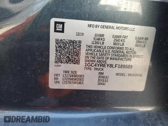 ✅ 2020 Chevrolet Silverado 2500HD High Country • VIN: 1GC4YREY8LF189589 • Лот: 91419655. Опубликован ранее на Copart с пробегом 144 850 миль. Бесплатный доступ к архиву аукционных продаж из США и подробный отчёт об истории автомобиля на DreamBid. Изображение 10.