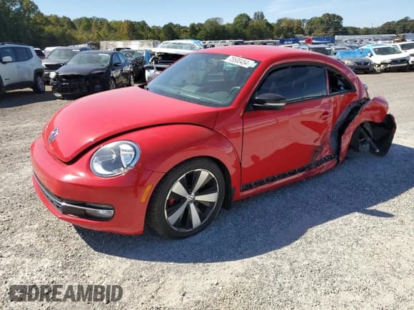 ✅ 2013 Volkswagen Beetle Turbo • VIN: 3VWV67AT4DM608478 • Lot: 75500454. Listed on Copart with 63,725 mi. Free auction sales archive from the USA and detailed vehicle history report at DreamBid. Image 1.