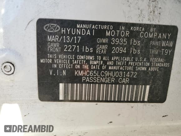 ✅ 2017 Hyundai Ioniq Blue • VIN: KMHC65LC9HU031472 • Lot: 80859004. Wystawiony na Copart z przebiegiem 169 411 mil. Bezpłatny archiwum sprzedaży aukcyjnych z USA i szczegółowy raport historii pojazdu na DreamBid. Zdjęcie 12.