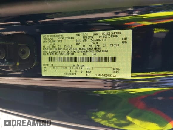 ✅ 2025 Ford F-150 XL • VIN: 1FTMF1LP2SKD18160 • Lot: 43058340. Wystawiony na IAAI z przebiegiem 4 949 mil. Bezpłatny archiwum sprzedaży aukcyjnych z USA i szczegółowy raport historii pojazdu na DreamBid. Zdjęcie 9.