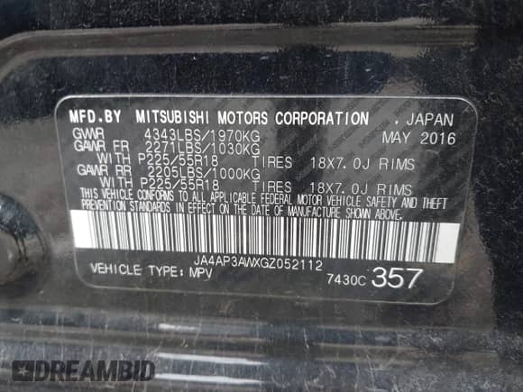 2016 Mitsubishi Outlander SE с VIN JA4AP3AWXGZ052112, выставлен на аукционе IAAI как лот 42740813 с пробегом 176 700 миль миль и . История ставок и продаж доступна на DreamBid. Изображение 9.