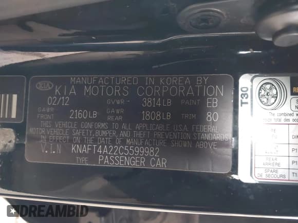 ✅ 2012 Kia Forte LX • VIN: KNAFT4A22C5599982 • Лот: 43533816. Опубликован ранее на IAAI с пробегом 186 750 миль. Бесплатный доступ к архиву аукционных продаж из США и подробный отчёт об истории автомобиля на DreamBid. Изображение 9.