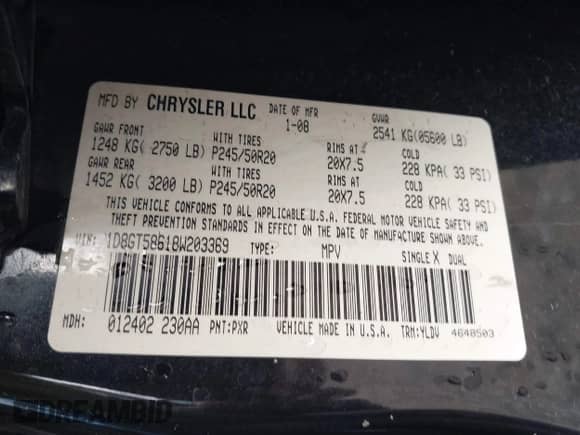 2008 Dodge Nitro R/T с VIN 1D8GT58618W203369, выставлен на аукционе IAAI как лот 41294748 с пробегом 186 104 миль миль и . История ставок и продаж доступна на DreamBid. Изображение 9.