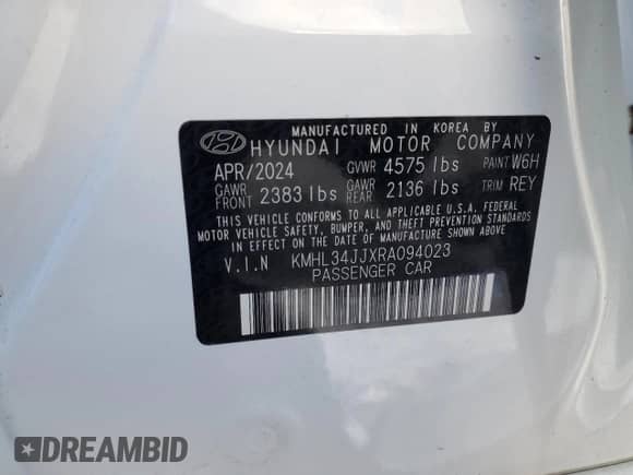 2024 Hyundai Sonata SEL z VIN KMHL34JJXRA094023, wystawiony jako Copart lot #66072825 z przebiegiem 5 624 mil mil oraz Szkoda całkowita • Salvage title. Historia ofert i sprzedaży dostępna na DreamBid. Obrazek 13.