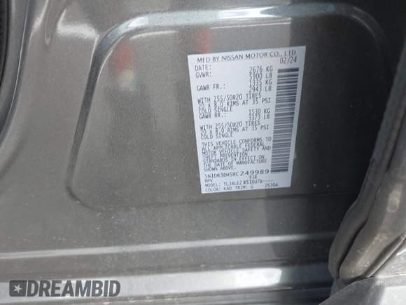 ✅ 2024 Nissan Pathfinder Platinum • VIN: 5N1DR3DH5RC249989 • Лот: 41875666. Опубликован ранее на IAAI с пробегом 4 218 миль. Бесплатный доступ к архиву аукционных продаж из США и подробный отчёт об истории автомобиля на DreamBid. Изображение 9.