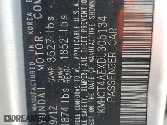 ✅ 2013 Hyundai Accent GLS • VIN: KMHCT4AEXDU305134 • Lot: 75532474. Listed on Copart with 126,500 mi. Free auction sales archive from the USA and detailed vehicle history report at DreamBid. Image 12.