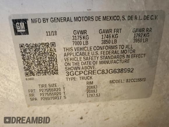 ✅ 2018 Chevrolet Silverado 1500 LT • VIN: 3GCPCREC8JG638992 • Lot: 89832085. Wystawiony na Copart z przebiegiem 127 968 mil. Bezpłatny archiwum sprzedaży aukcyjnych z USA i szczegółowy raport historii pojazdu na DreamBid. Zdjęcie 13.