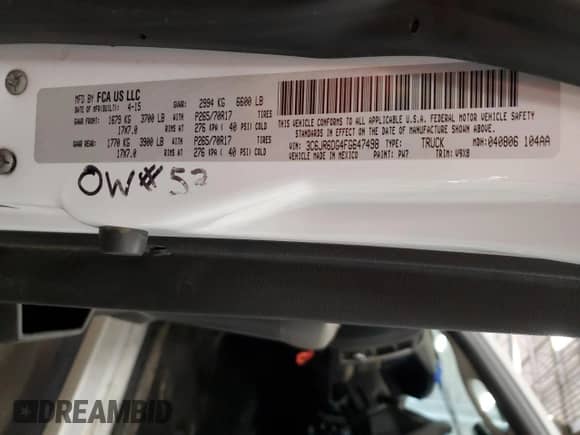 2015 Ram 1500 Tradesman with VIN 3C6JR6DG4FG647498, listed as a Copart auction lot 85871045 with 224,980 mi miles and Clean title. Bid and sale history available at DreamBid. Image 12.