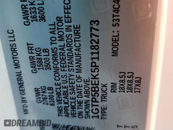 ✅ 2023 GMC Canyon 2WD Elevation • VIN: 1GTP5BEK5P1182773 • Lot: 80804565. Wystawiony na Copart z przebiegiem 68 047 mil. Bezpłatny archiwum sprzedaży aukcyjnych z USA i szczegółowy raport historii pojazdu na DreamBid. Zdjęcie 12.