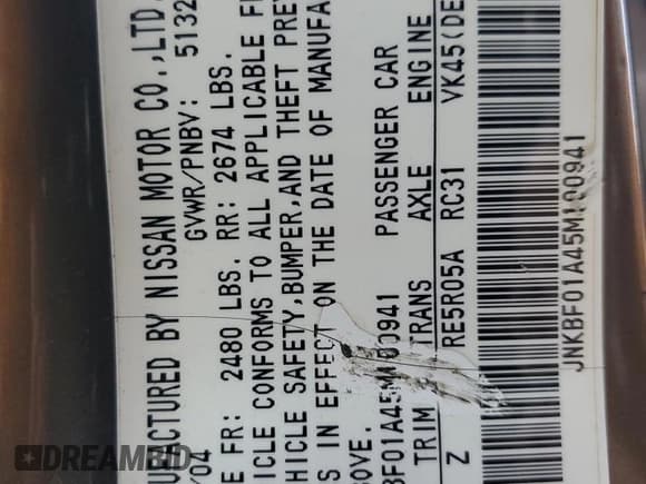 ✅ 2005 Infiniti Q45 • VIN: JNKBF01A45M100941 • Лот: 71366494. Опубликован ранее на Copart с пробегом 117 616 миль. Бесплатный доступ к архиву аукционных продаж из США и подробный отчёт об истории автомобиля на DreamBid. Изображение 12.