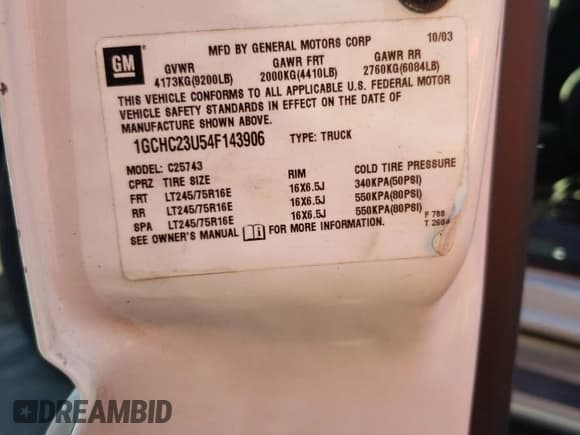 ✅ 2004 Chevrolet Silverado 2500HD LT • VIN: 1GCHC23U54F143906 • Lot: 73301724. Listed on Copart with 196,811 mi. Free auction sales archive from the USA and detailed vehicle history report at DreamBid. Image 13.