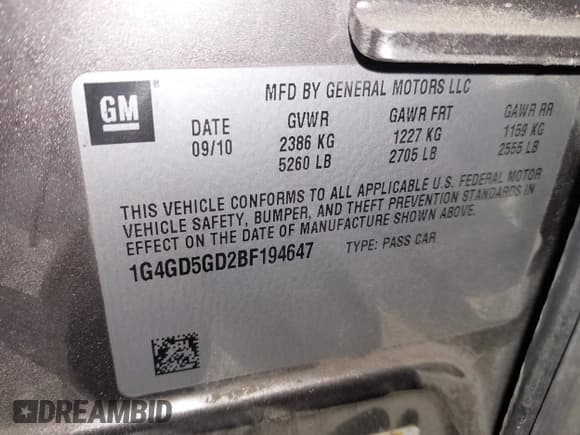 ✅ 2011 Buick LaCrosse CXL • VIN: 1G4GD5GD2BF194647 • Lot: 43737375. Wystawiony na IAAI z przebiegiem 101 628 mil. Bezpłatny archiwum sprzedaży aukcyjnych z USA i szczegółowy raport historii pojazdu na DreamBid. Zdjęcie 9.