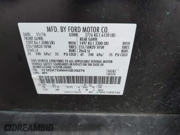 ✅ 2017 Ford Explorer XLT • VIN: 1FM5K7D86HGB39279 • Lot: 42145739. Listed on IAAI with 155,098 mi. Free auction sales archive from the USA and detailed vehicle history report at DreamBid. Image 9.