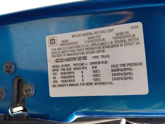 ✅ 2000 Chevrolet S-10 LS • VIN: 1GCCS14W3YK130186 • Лот: 42581957. Опубликован ранее на IAAI с пробегом 152 531 миль. Бесплатный доступ к архиву аукционных продаж из США и подробный отчёт об истории автомобиля на DreamBid. Изображение 9.