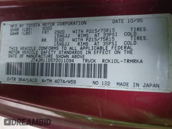 ✅ 1996 Toyota T100 • VIN: JT4JM11D5T0011094 • Lot: 40744632. Wystawiony na IAAI z przebiegiem 270 733 mil. Bezpłatny archiwum sprzedaży aukcyjnych z USA i szczegółowy raport historii pojazdu na DreamBid. Zdjęcie 9.