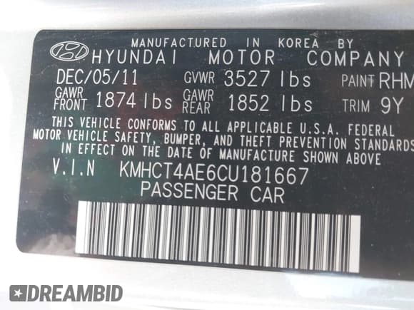 ✅ 2012 Hyundai Accent GLS • VIN: KMHCT4AE6CU181667 • Лот: 43429711. Опубликован ранее на IAAI с пробегом 102 543 миль. Бесплатный доступ к архиву аукционных продаж из США и подробный отчёт об истории автомобиля на DreamBid. Изображение 9.