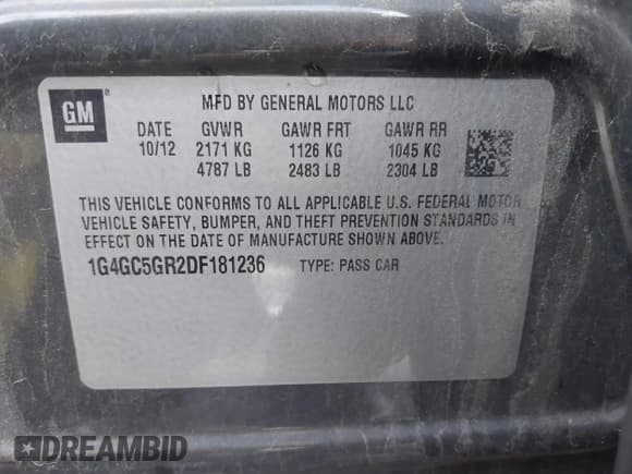 ✅ 2013 Buick LaCrosse Leather • VIN: 1G4GC5GR2DF181236 • Лот: 43736793. Опубликован ранее на IAAI с пробегом 139 692 миль. Бесплатный доступ к архиву аукционных продаж из США и подробный отчёт об истории автомобиля на DreamBid. Изображение 9.