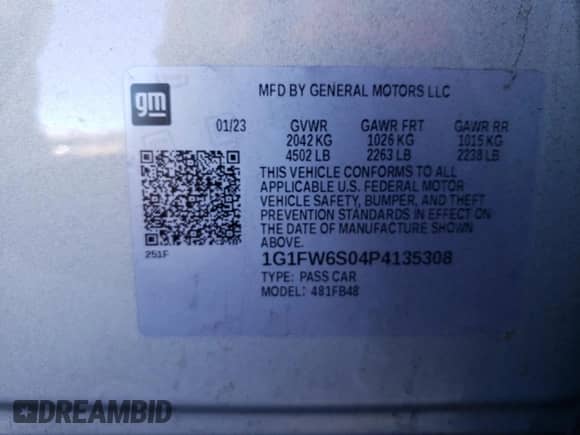 2023 Chevrolet Bolt EV 1LT z VIN 1G1FW6S04P4135308, wystawiony jako Copart lot #78281953 z przebiegiem 5 232 mil mil oraz . Historia ofert i sprzedaży dostępna na DreamBid. Obrazek 14.