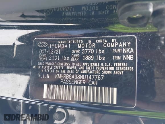 ✅ 2022 Hyundai Venue SE • VIN: KMHRB8A38NU147767 • Lot: 42342048. Listed on IAAI with 40,662 mi. Free auction sales archive from the USA and detailed vehicle history report at DreamBid. Image 9.