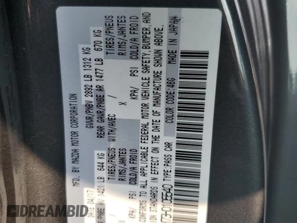 ✅ 2017 Mazda MX-5 Miata Grand Touring • VIN: JM1NDAM73H0105540 • Lot: 66696863. Wystawiony na Copart z przebiegiem 33 997 mil. Bezpłatny archiwum sprzedaży aukcyjnych z USA i szczegółowy raport historii pojazdu na DreamBid. Zdjęcie 12.