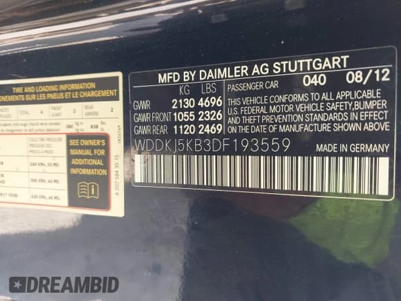 ✅ 2013 Mercedes-Benz E 350 • VIN: WDDKJ5KB3DF193559 • Lot: 42543319. Listed on IAAI with 113,184 mi. Free auction sales archive from the USA and detailed vehicle history report at DreamBid. Image 9.