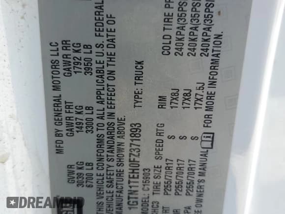 ✅ 2015 GMC Sierra 1500 • VIN: 1GTN1TEH0FZ371893 • Лот: 66501725. Опубликован ранее на Copart с пробегом 182 047 миль. Бесплатный доступ к архиву аукционных продаж из США и подробный отчёт об истории автомобиля на DreamBid. Изображение 12.