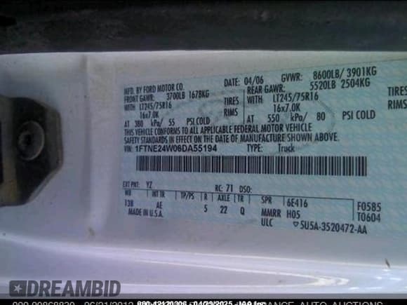 ✅ 2006 Ford Econoline Cargo • VIN: 1FTNE24W06DA55194 • Лот: 42120306. Опубликован ранее на IAAI с пробегом 89 002 миль. Бесплатный доступ к архиву аукционных продаж из США и подробный отчёт об истории автомобиля на DreamBid. Изображение 9.