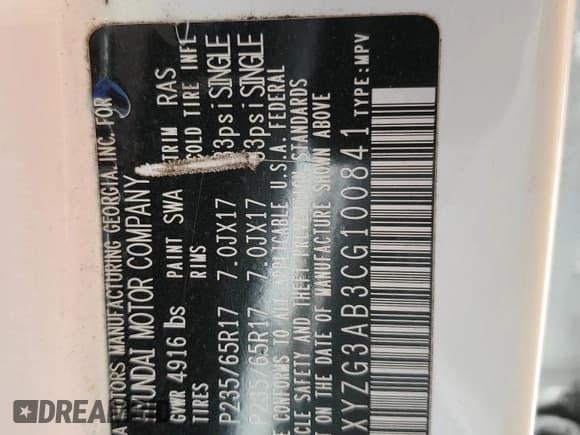 ✅ 2012 Hyundai Santa Fe GLS • VIN: 5XYZG3AB3CG100841 • Lot: 87966315. Listed on Copart with 215,253 mi. Free auction sales archive from the USA and detailed vehicle history report at DreamBid. Image 15.