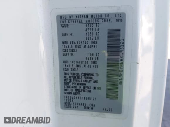 ✅ 2017 Chevrolet City Express Cargo LS • VIN: 3N63M0YN6HK695121 • Lot: 43602987. Wystawiony na IAAI z przebiegiem 69 092 mil. Bezpłatny archiwum sprzedaży aukcyjnych z USA i szczegółowy raport historii pojazdu na DreamBid. Zdjęcie 9.