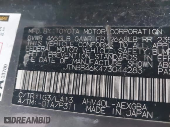 ✅ 2007 Toyota Camry • VIN: JTNBB46K473044283 • Лот: 43696456. Опубликован ранее на IAAI с пробегом Не указан. Бесплатный доступ к архиву аукционных продаж из США и подробный отчёт об истории автомобиля на DreamBid. Изображение 9.