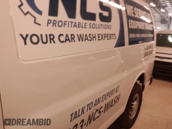 ✅ 2023 Chevrolet Express Cargo • VIN: 1GCWGAFP2P1180179 • Lot: 42404414. Listed on IAAI with 108,756 mi. Free auction sales archive from the USA and detailed vehicle history report at DreamBid. Image 1.