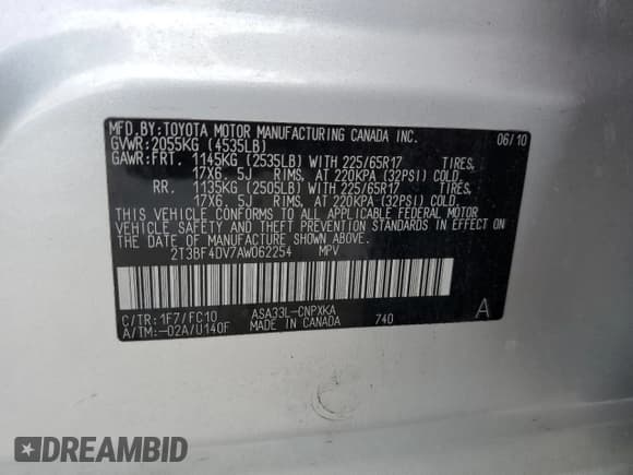 ✅ 2010 Toyota RAV4 • VIN: 2T3BF4DV7AW062254 • Лот: 90978795. Опубликован ранее на Copart с пробегом 131 009 миль. Бесплатный доступ к архиву аукционных продаж из США и подробный отчёт об истории автомобиля на DreamBid. Изображение 13.