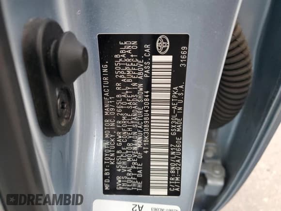 ✅ 2011 Toyota Avalon • VIN: 4T1BK3DB9BU430844 • Lot: 84362675. Listed on Copart with 136,302 mi. Free auction sales archive from the USA and detailed vehicle history report at DreamBid. Image 12.