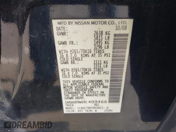 ✅ 2009 Nissan Frontier SE • VIN: 1N6AD09W69C409466 • Lot: 42757199. Listed on IAAI with 150,758 mi. Free auction sales archive from the USA and detailed vehicle history report at DreamBid. Image 18.