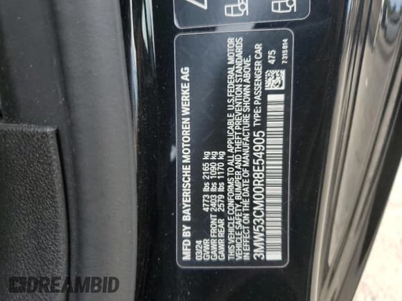 ✅ 2024 BMW 2 Series M240i xDrive • VIN: 3MW53CM00R8E54905 • Lot: 70506805. Listed on Copart with 7,347 mi. Free auction sales archive from the USA and detailed vehicle history report at DreamBid. Image 13.