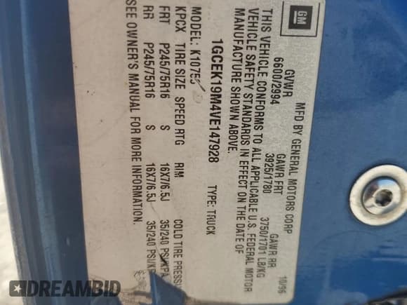 ✅ 1997 Chevrolet Silverado 1500 • VIN: 1GCEK19M4VE147928 • Lot: 86995605. Listed on Copart with 311,719 mi. Free auction sales archive from the USA and detailed vehicle history report at DreamBid. Image 13.