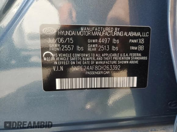 ✅ 2016 Hyundai Sonata SE • VIN: 5NPE24AF8GH263392 • Lot: 90749775. Listed on Copart with 106,759 mi. Free auction sales archive from the USA and detailed vehicle history report at DreamBid. Image 12.