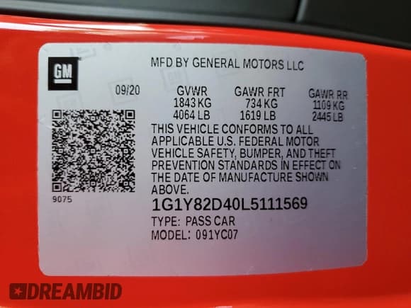 ✅ 2020 Chevrolet Corvette 3LT • VIN: 1G1Y82D40L5111569 • Лот: 69216285. Опубликован ранее на Copart с пробегом 21 502 миль. Бесплатный доступ к архиву аукционных продаж из США и подробный отчёт об истории автомобиля на DreamBid. Изображение 13.